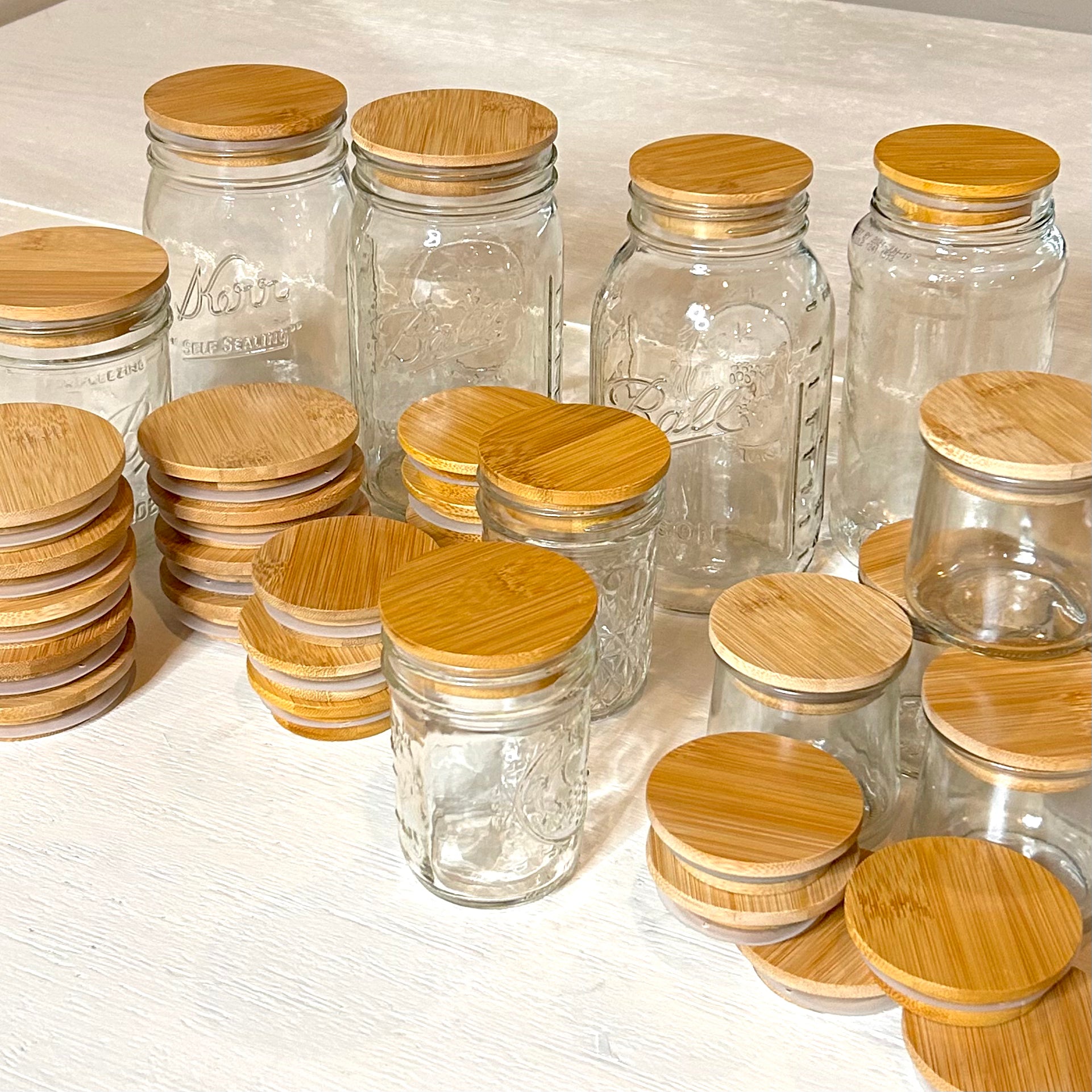 Bamboo Mason Jar Lids Wide Mouth Storage Canning Jar Lids, CNVOILA 6 Pack  Lids for Wide Mouth Mason Jar