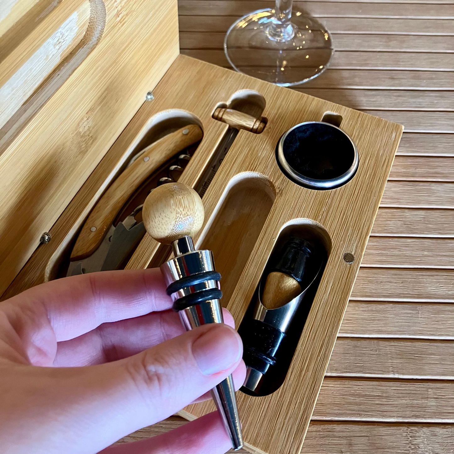 Bamboo Wine Opener Set