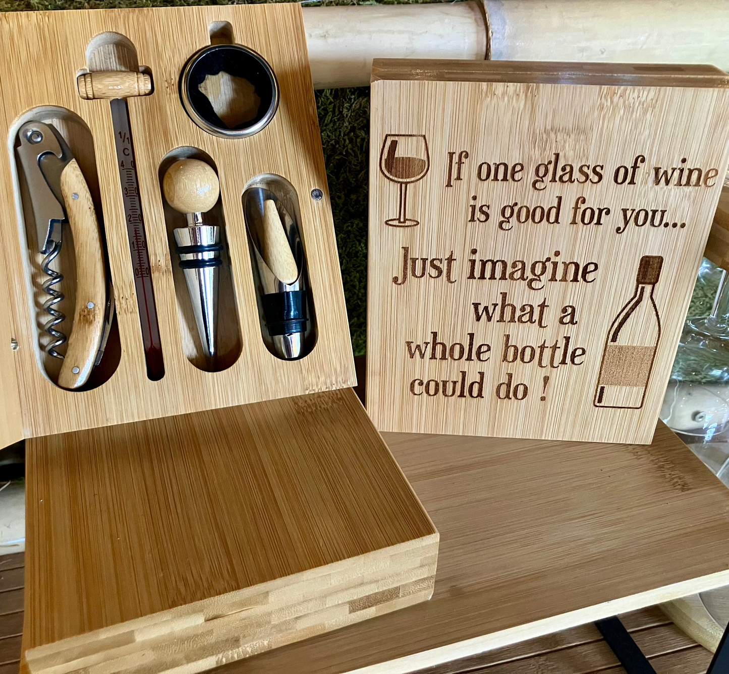 Bamboo Wine Opener Set