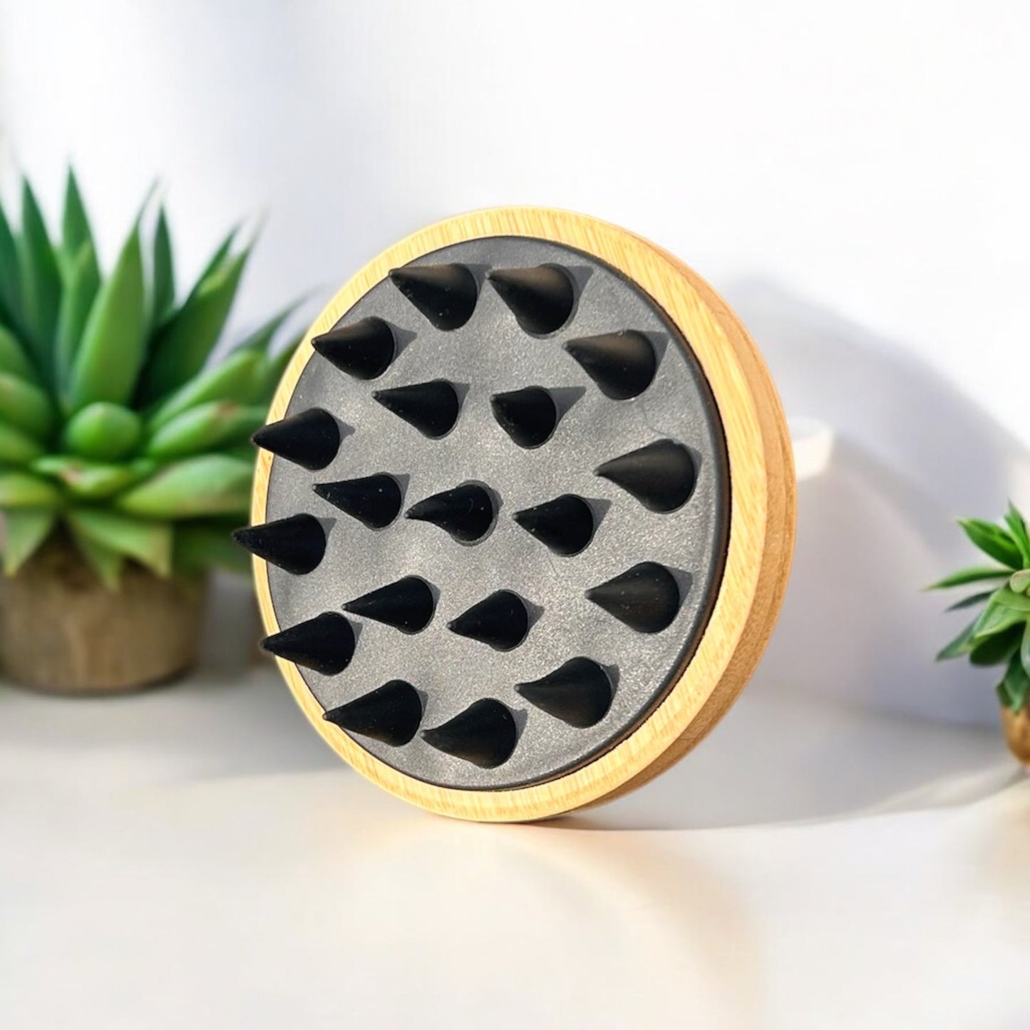 sustainable, zero waste, earth - friendly, plastic - free Bamboo and Silicone Scalp and Body Massager - Bamboo Switch