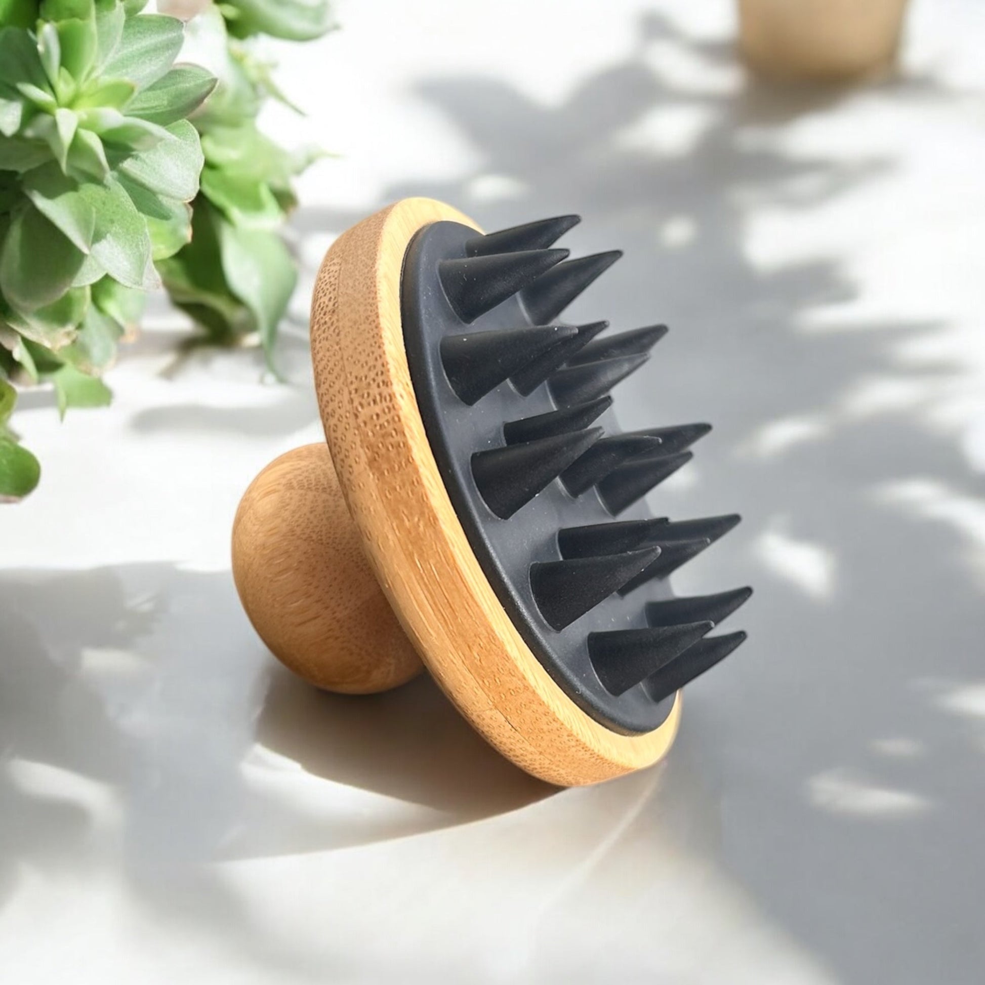 sustainable, zero waste, earth - friendly, plastic - free Bamboo and Silicone Scalp and Body Massager - Bamboo Switch