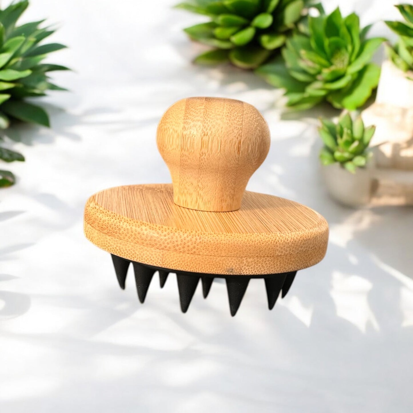 sustainable, zero waste, earth - friendly, plastic - free Bamboo and Silicone Scalp and Body Massager - Bamboo Switch