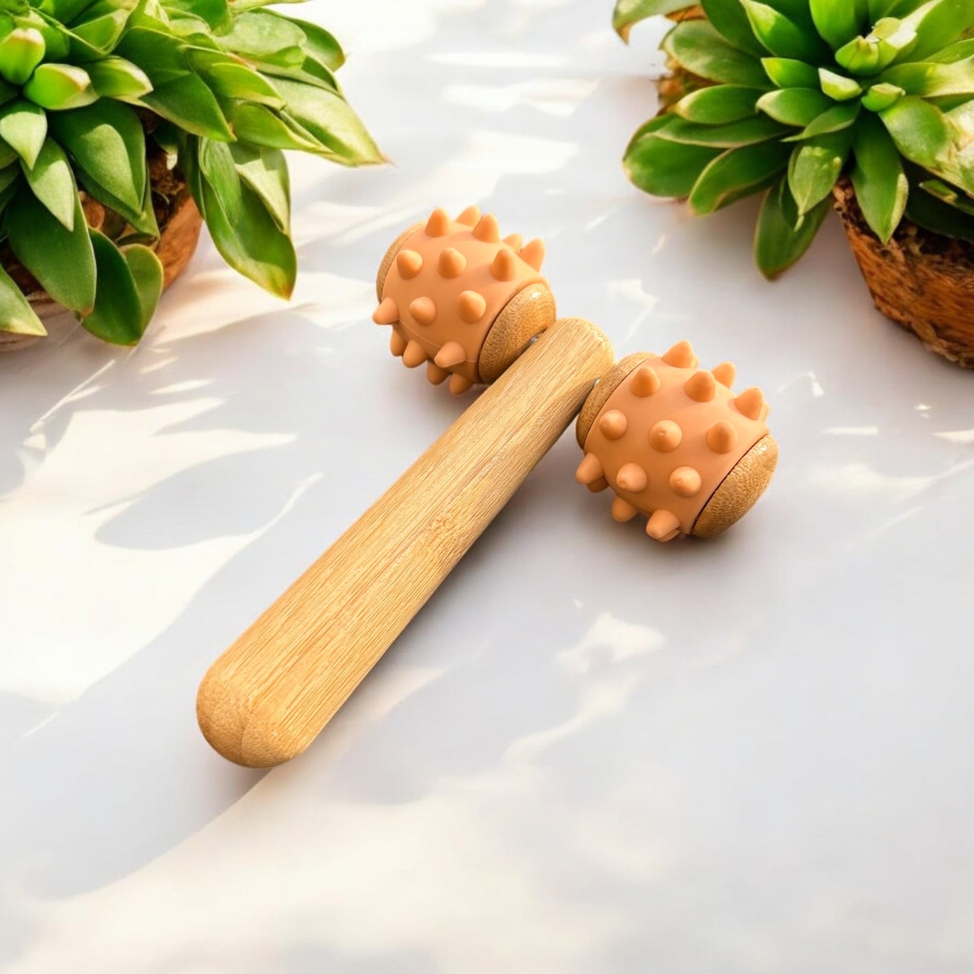 sustainable, zero waste, earth - friendly, plastic - free Bamboo Body Massage Tool with Silicone Rolling Head - Bamboo Switch