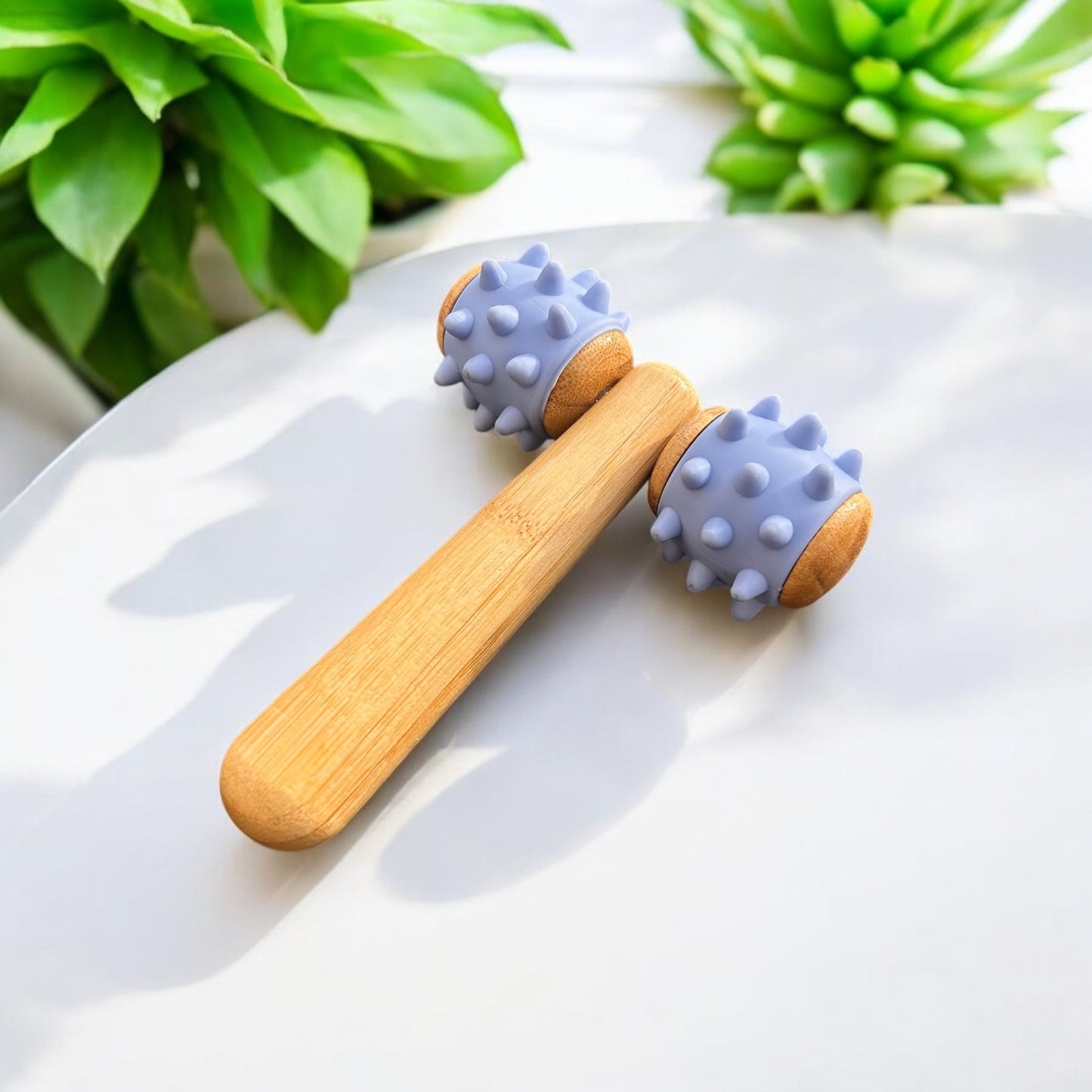 sustainable, zero waste, earth - friendly, plastic - free Bamboo Body Massage Tool with Silicone Rolling Head - Bamboo Switch