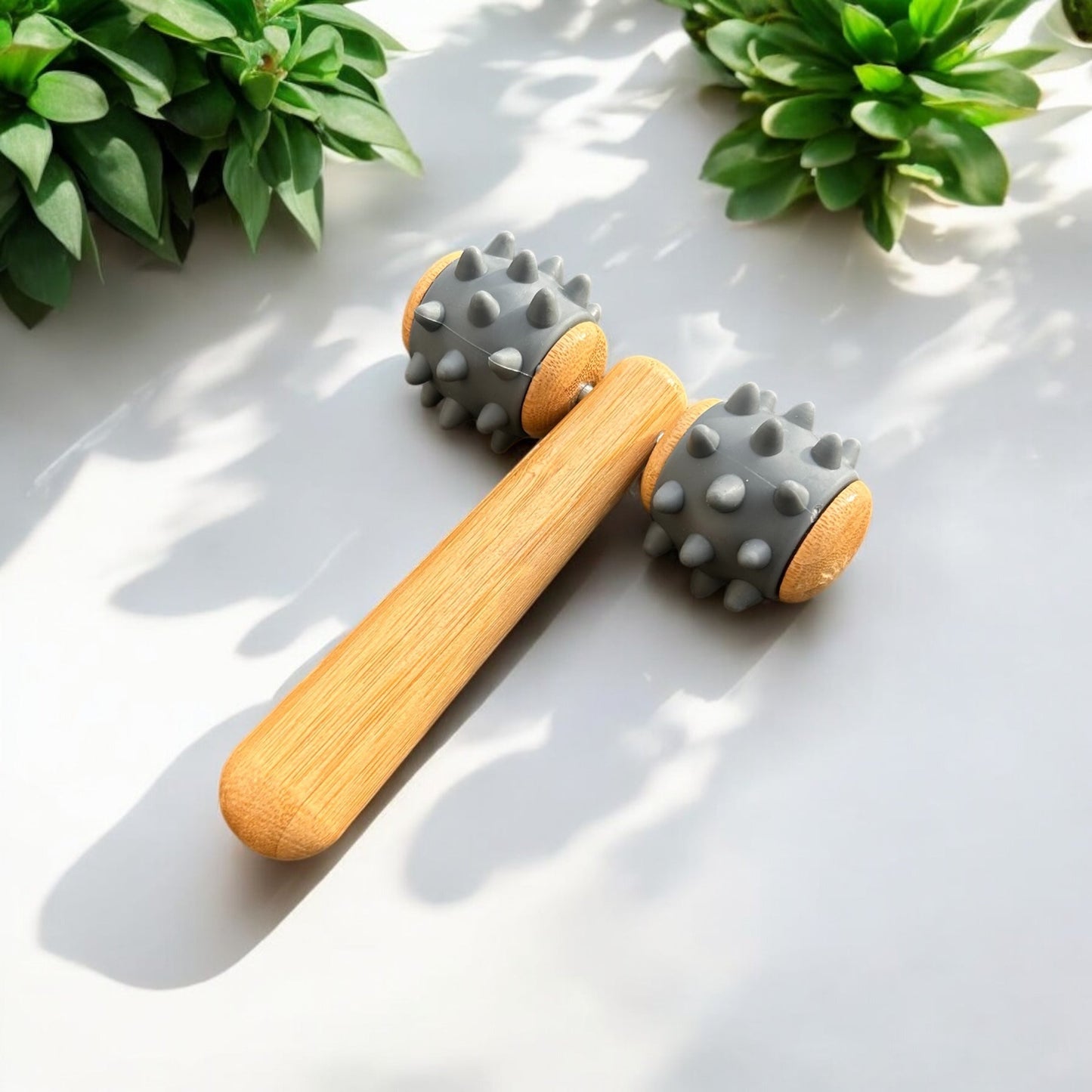 sustainable, zero waste, earth - friendly, plastic - free Bamboo Body Massage Tool with Silicone Rolling Head - Bamboo Switch