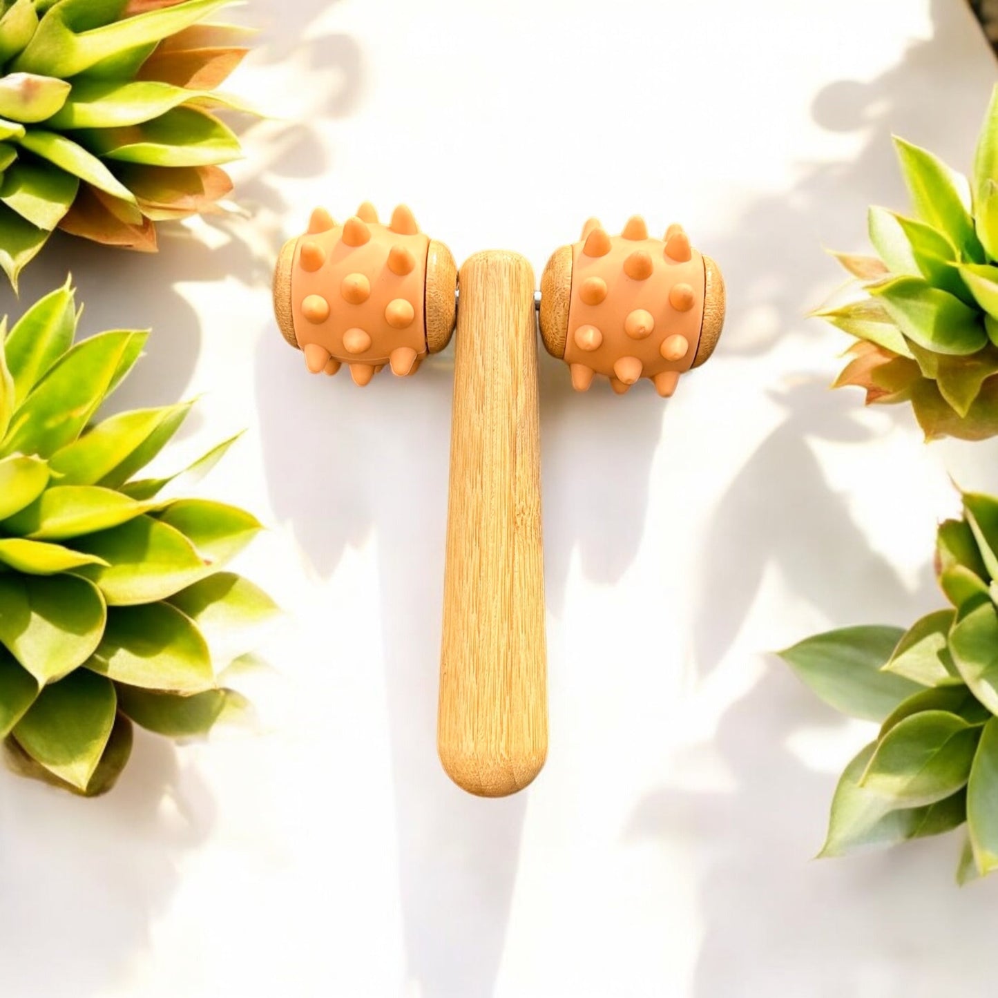 sustainable, zero waste, earth - friendly, plastic - free Bamboo Body Massage Tool with Silicone Rolling Head - Bamboo Switch