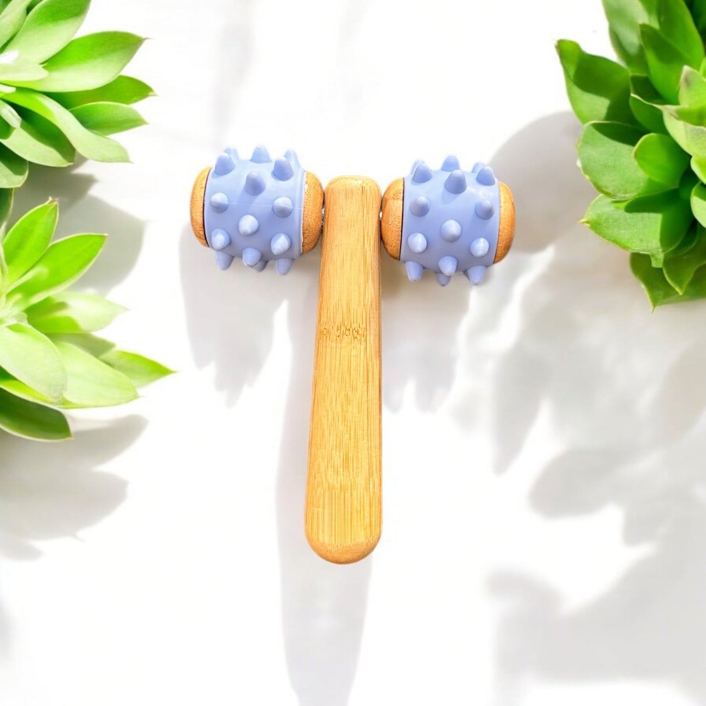 sustainable, zero waste, earth - friendly, plastic - free Bamboo Body Massage Tool with Silicone Rolling Head - Bamboo Switch