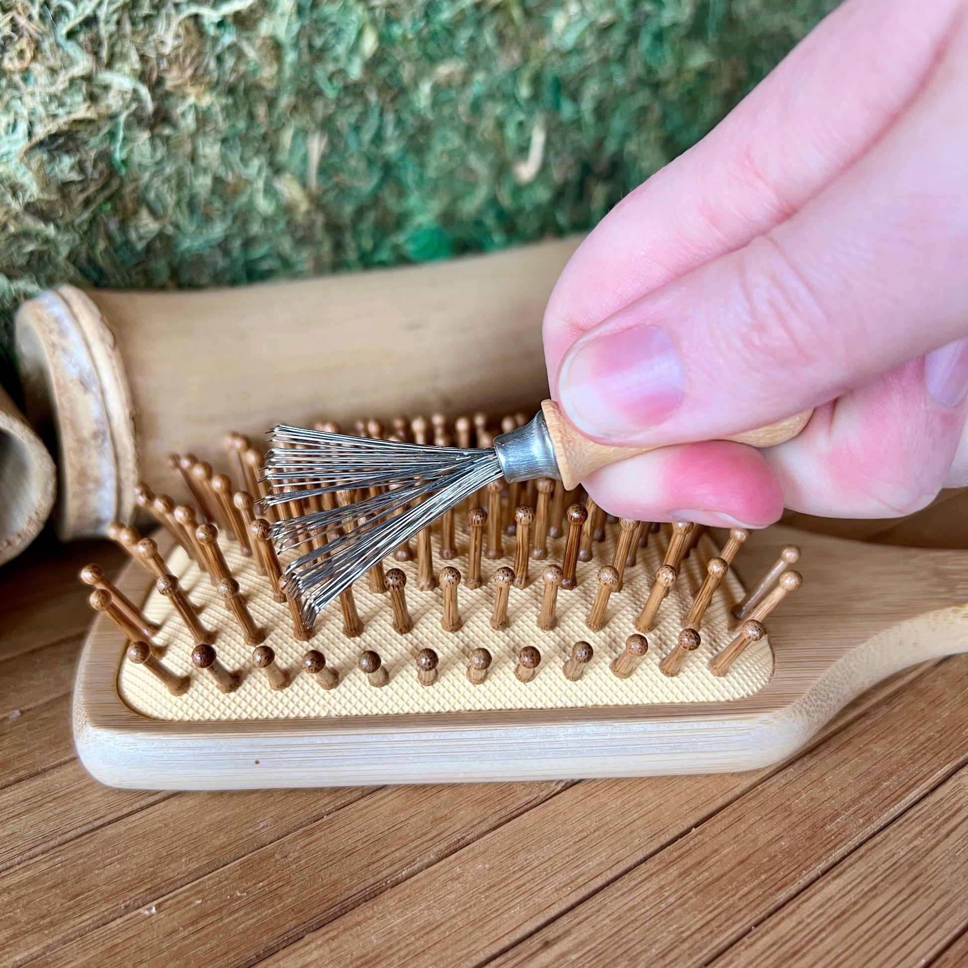 sustainable, zero waste, earth - friendly, plastic - free Bamboo Hairbrush Cleaning Tool - Bamboo Switch