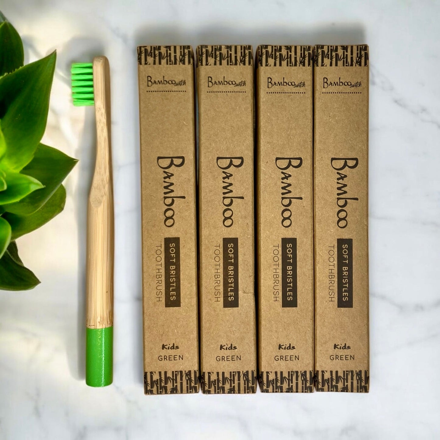 sustainable, zero waste, earth - friendly, plastic - free Bamboo Kids Toothbrush | Round Handle - Bamboo Switch