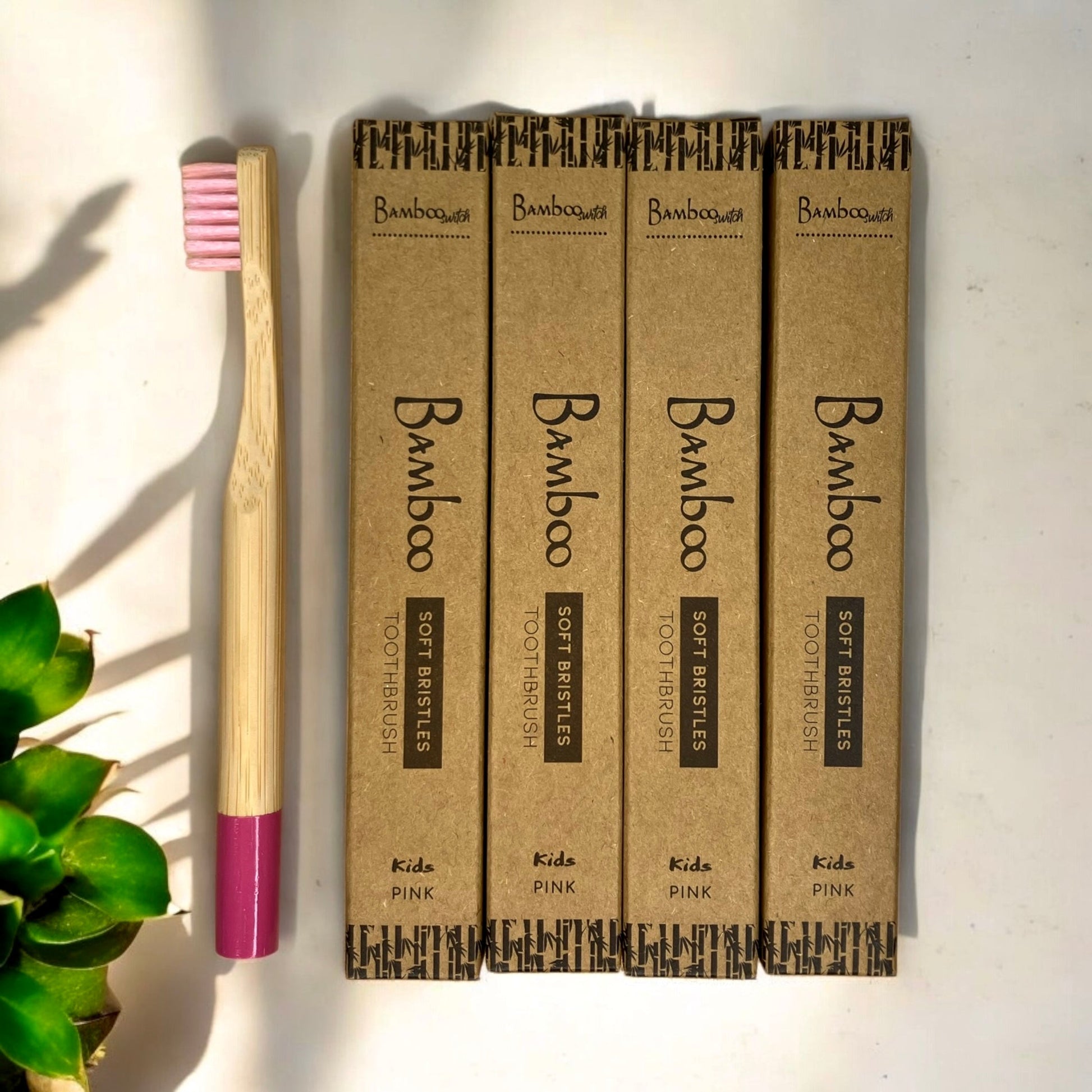 sustainable, zero waste, earth - friendly, plastic - free Bamboo Kids Toothbrush | Round Handle - Bamboo Switch