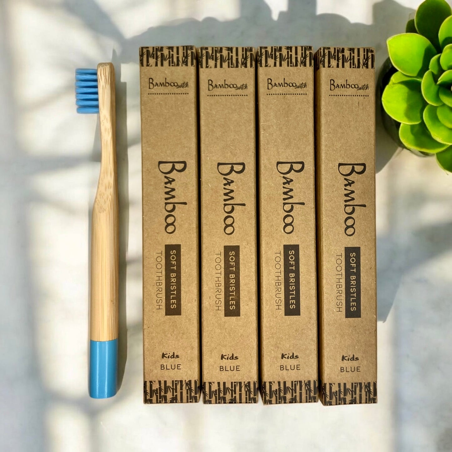 sustainable, zero waste, earth - friendly, plastic - free Bamboo Kids Toothbrush | Round Handle - Bamboo Switch