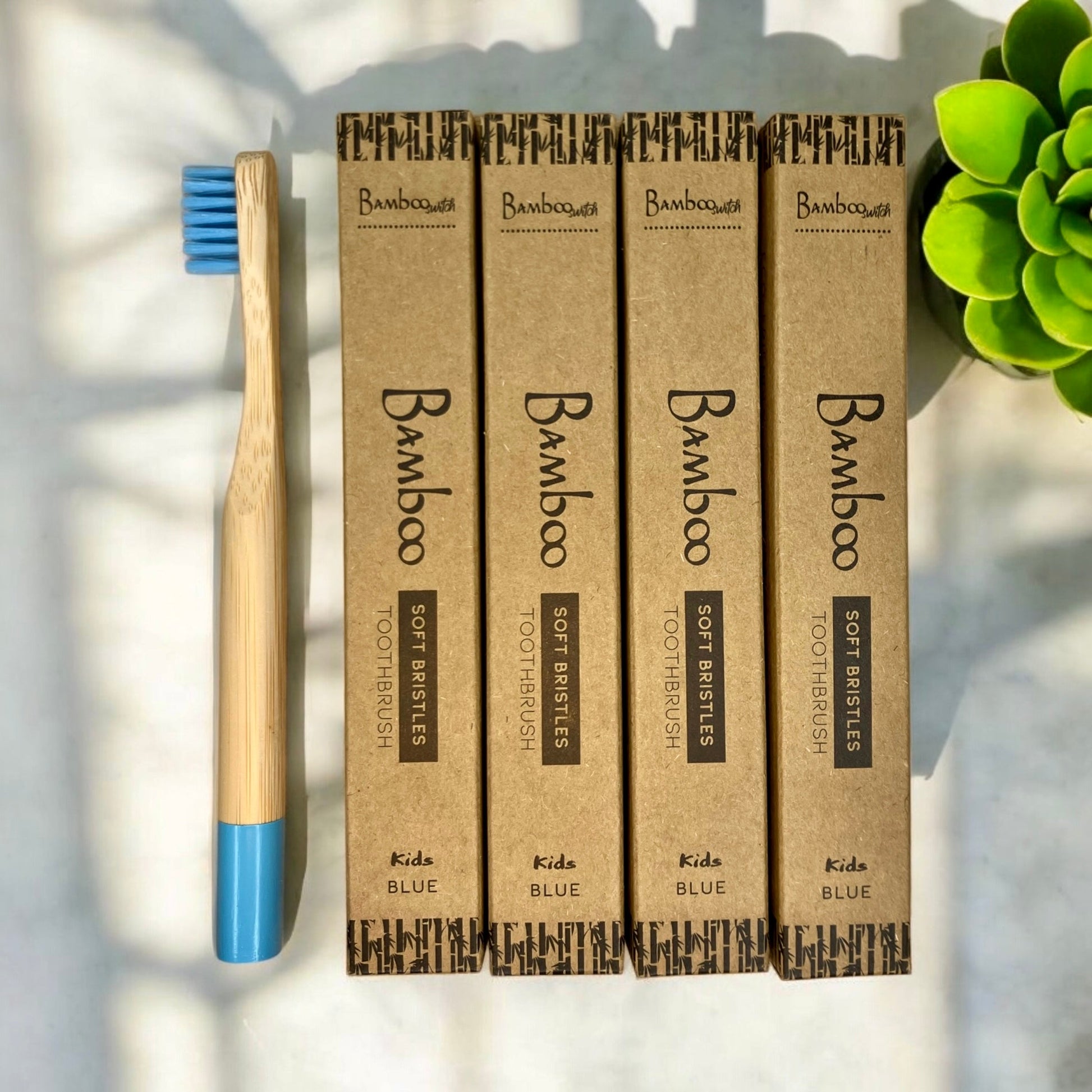 sustainable, zero waste, earth - friendly, plastic - free Bamboo Kids Toothbrush | Round Handle - Bamboo Switch