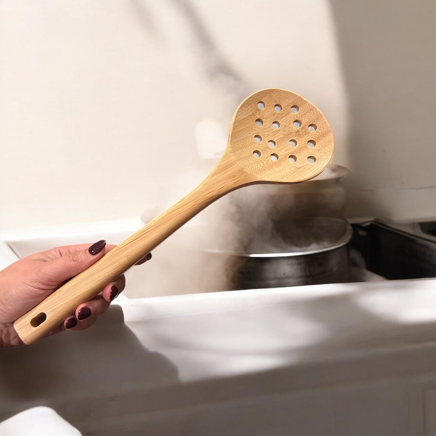 sustainable, zero waste, earth - friendly, plastic - free Bamboo Straining Spoon - Bamboo Switch