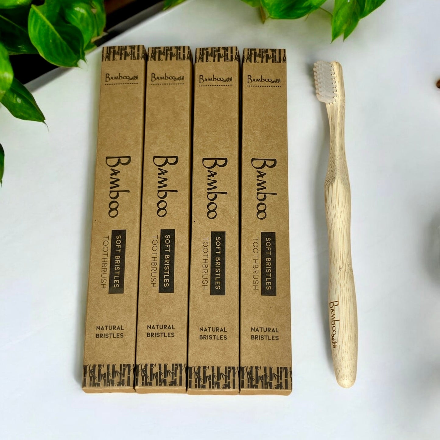 sustainable, zero waste, earth - friendly, plastic - free Bamboo Toothbrush - Compostable Bristle - Bamboo Switch