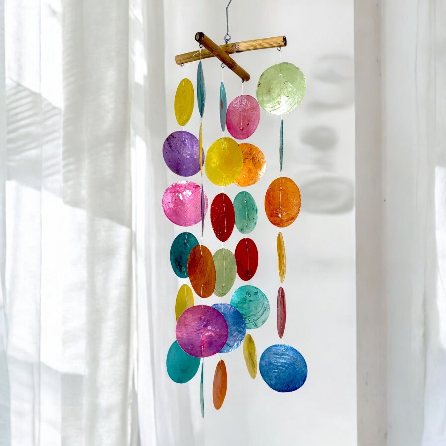 sustainable, zero waste, earth - friendly, plastic - free Bamboo Wind Chime - Capiz Shell Multicolor - Bamboo Switch