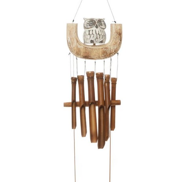 sustainable, zero waste, earth - friendly, plastic - free Bamboo Wind Chime - Carved Owl Swing - Bamboo Switch