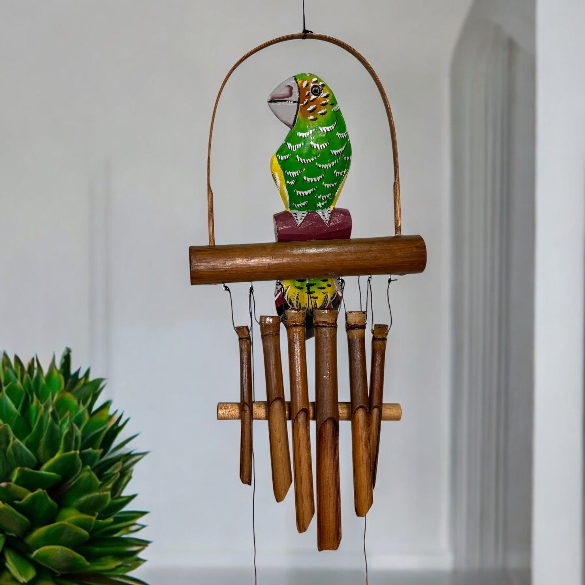 sustainable, zero waste, earth - friendly, plastic - free Bamboo Wind Chime - Green Parrot - Bamboo Switch