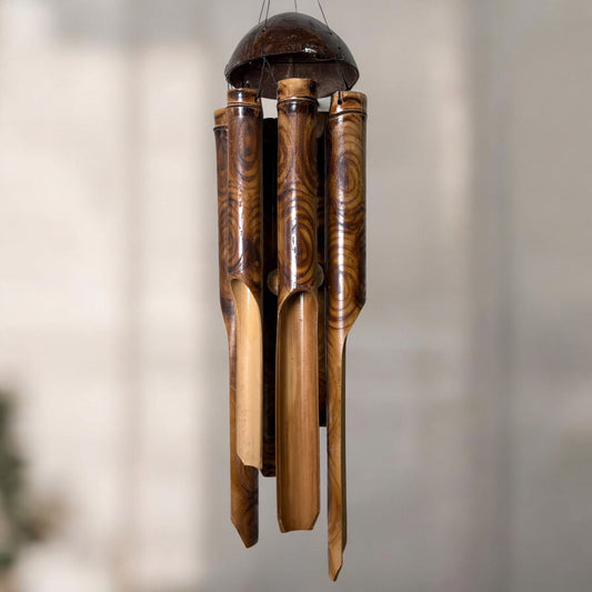 sustainable, zero waste, earth - friendly, plastic - free Bamboo Wind Chime - Half Shell Coconut - Bamboo Switch