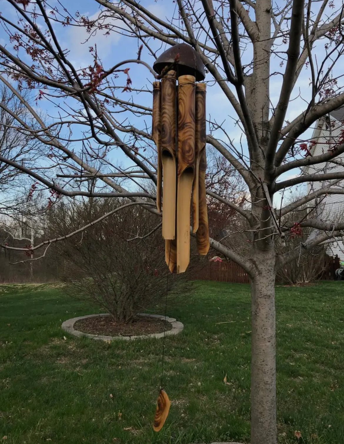 sustainable, zero waste, earth - friendly, plastic - free Bamboo Wind Chime - Half Shell Coconut - Bamboo Switch