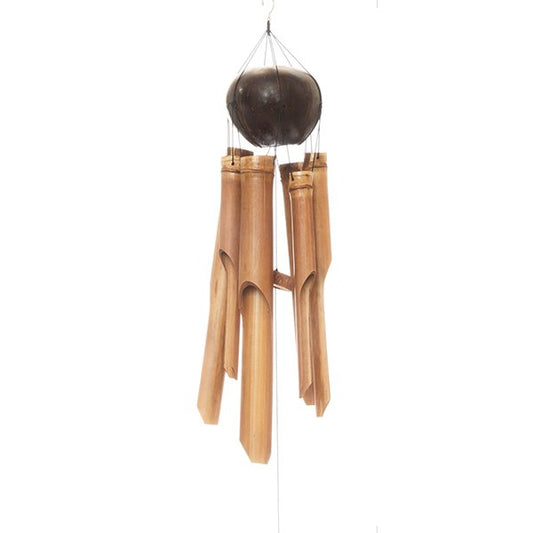 sustainable, zero waste, earth - friendly, plastic - free Bamboo Wind Chime - Large Whole Coconut - Bamboo Switch