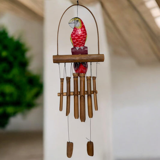 sustainable, zero waste, earth - friendly, plastic - free Bamboo Wind Chime - Red Parrot - Bamboo Switch