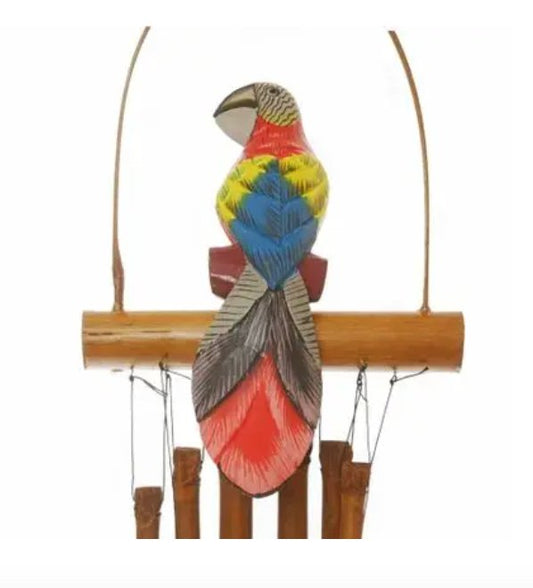 sustainable, zero waste, earth - friendly, plastic - free Bamboo Wind Chime - Red Parrot - Bamboo Switch