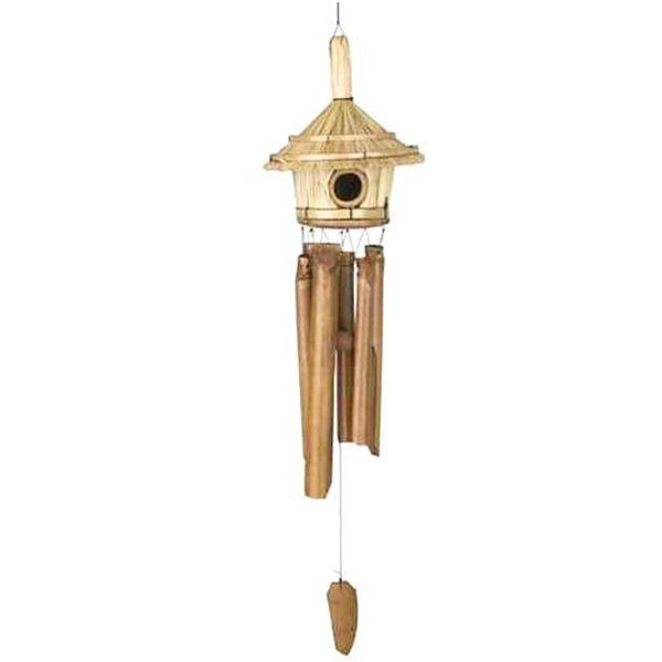 sustainable, zero waste, earth - friendly, plastic - free Bamboo Wind Chime - Round Tiki Hut - Bamboo Switch