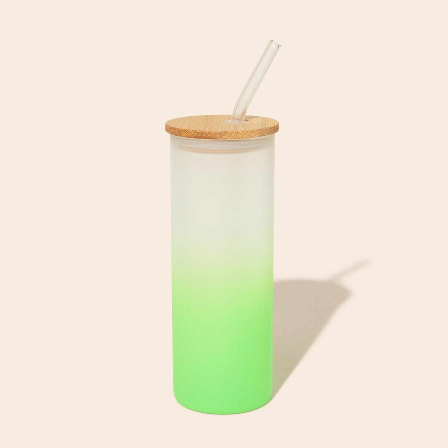 sustainable, zero waste, earth - friendly, plastic - free Colored Tall Glass Cup with Glass Straw - Bamboo Switch