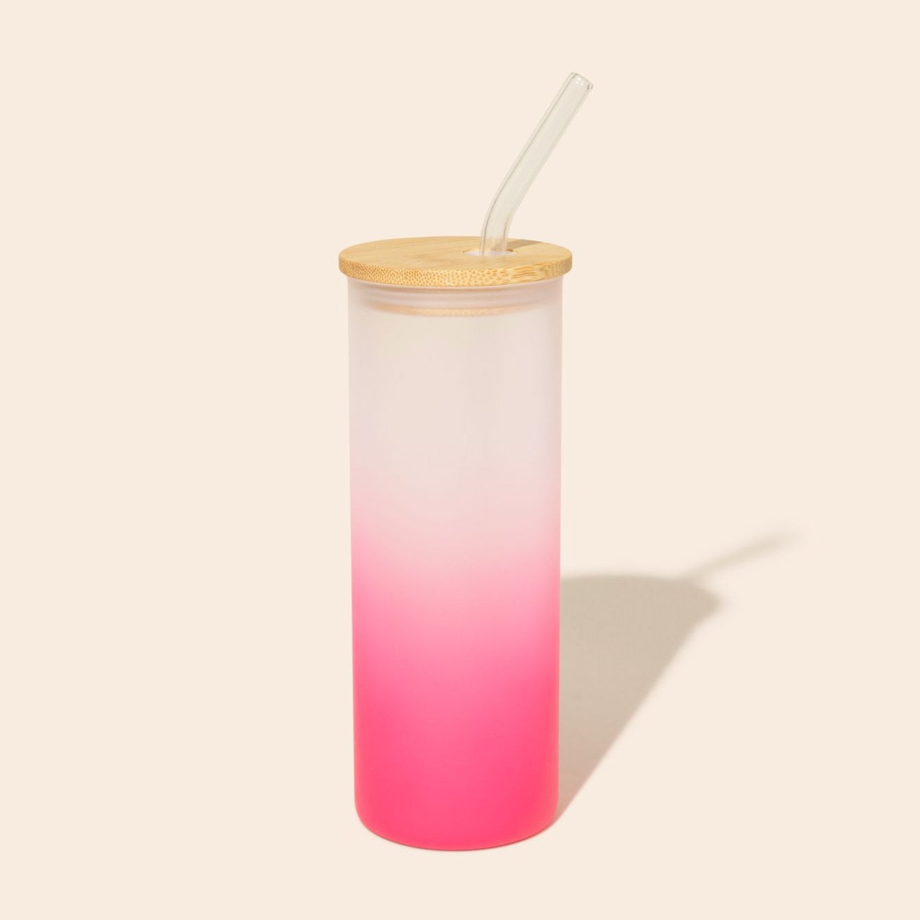 sustainable, zero waste, earth - friendly, plastic - free Colored Tall Glass Cup with Glass Straw - Bamboo Switch