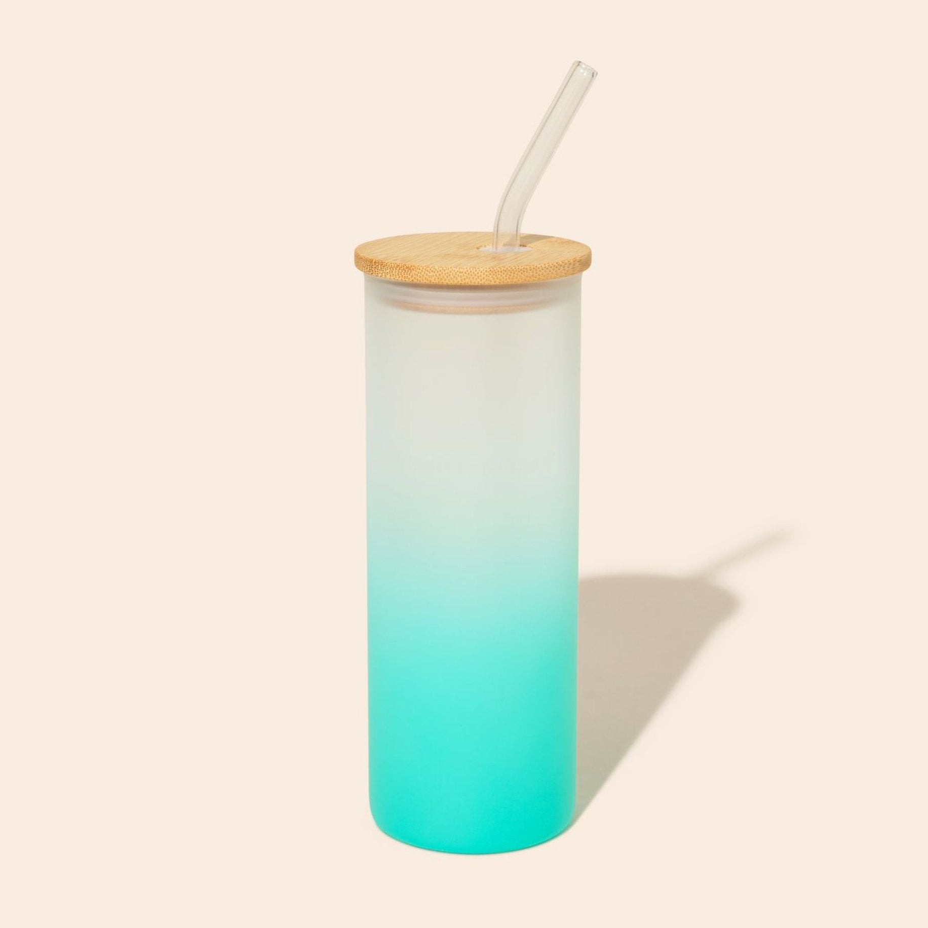 sustainable, zero waste, earth - friendly, plastic - free Colored Tall Glass Cup with Glass Straw - Bamboo Switch