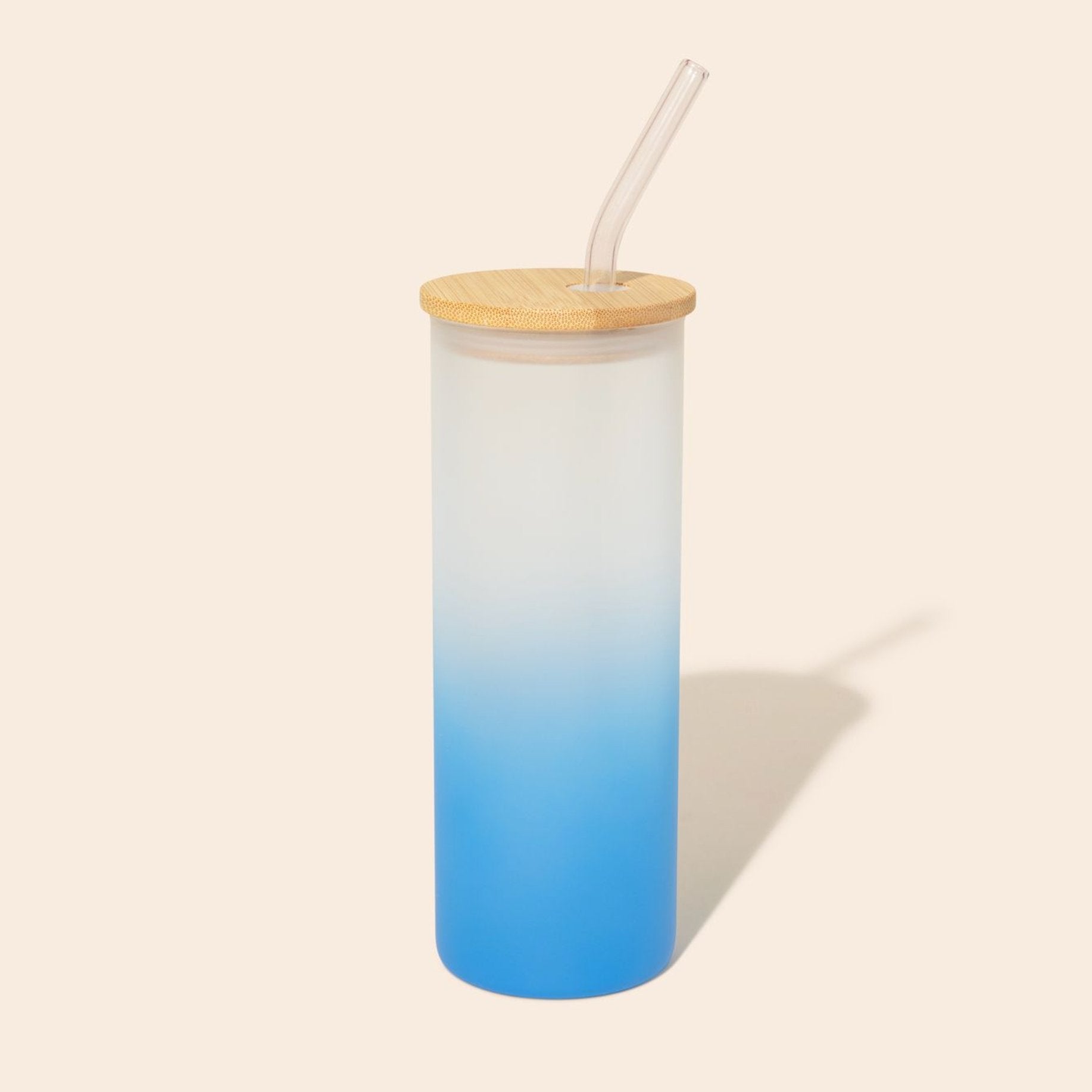 sustainable, zero waste, earth - friendly, plastic - free Colored Tall Glass Cup with Glass Straw - Bamboo Switch