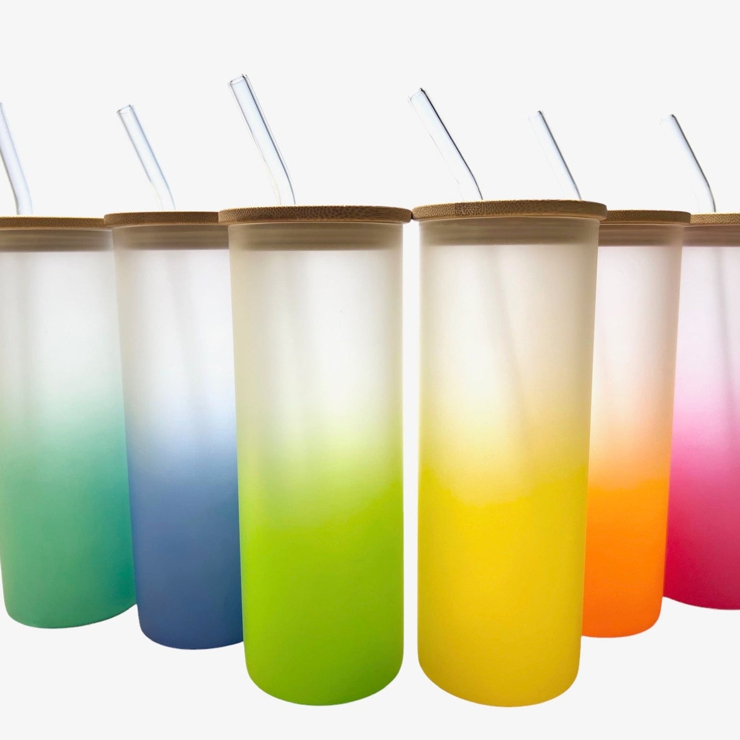 sustainable, zero waste, earth - friendly, plastic - free Colored Tall Glass Cup with Glass Straw - Bamboo Switch