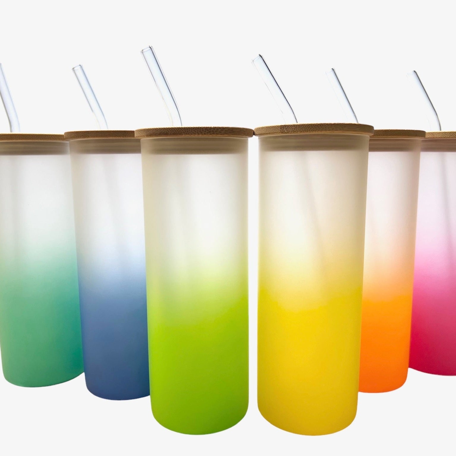 sustainable, zero waste, earth - friendly, plastic - free Colored Tall Glass Cup with Glass Straw - Bamboo Switch