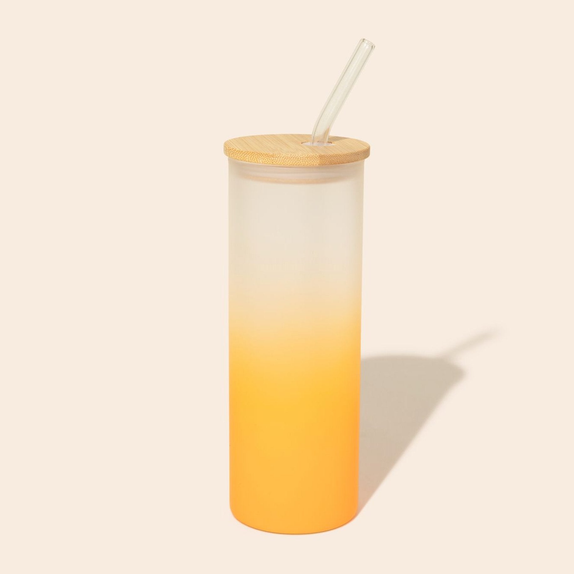 sustainable, zero waste, earth - friendly, plastic - free Colored Tall Glass Cup with Glass Straw - Bamboo Switch