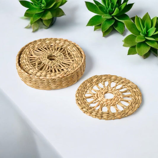 sustainable, zero waste, earth - friendly, plastic - free Woven Coaster Set of 4 - Bamboo Switch