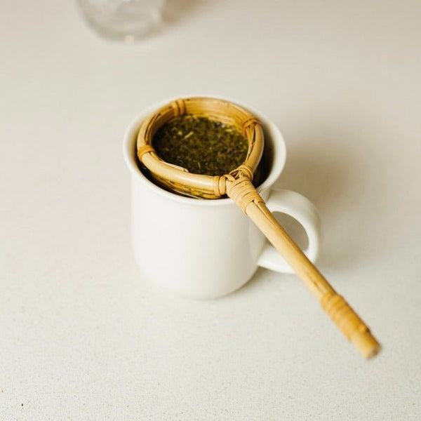 GENEMA Bamboo Tea Scoop with Hole Tea Spoon Strainer Filter