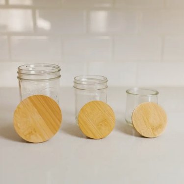 Round Glass Bowls with Bamboo Lid