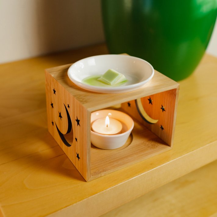 sustainable, zero waste, earth-friendly, plastic-free Bamboo Moon Wax Melt Burner - Bamboo Switch