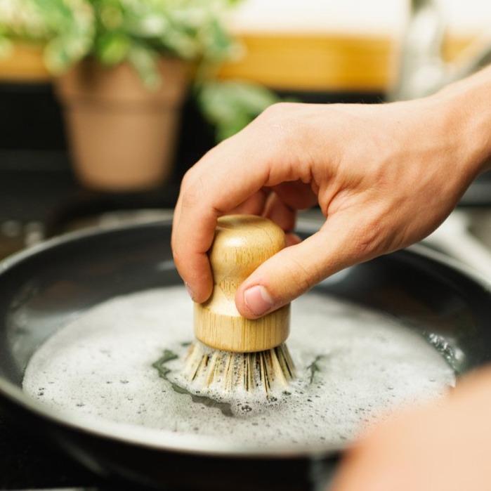 Bamboo Handle Cleaning Brush Scrubber Kitchen Pan Dish Bowl Pot